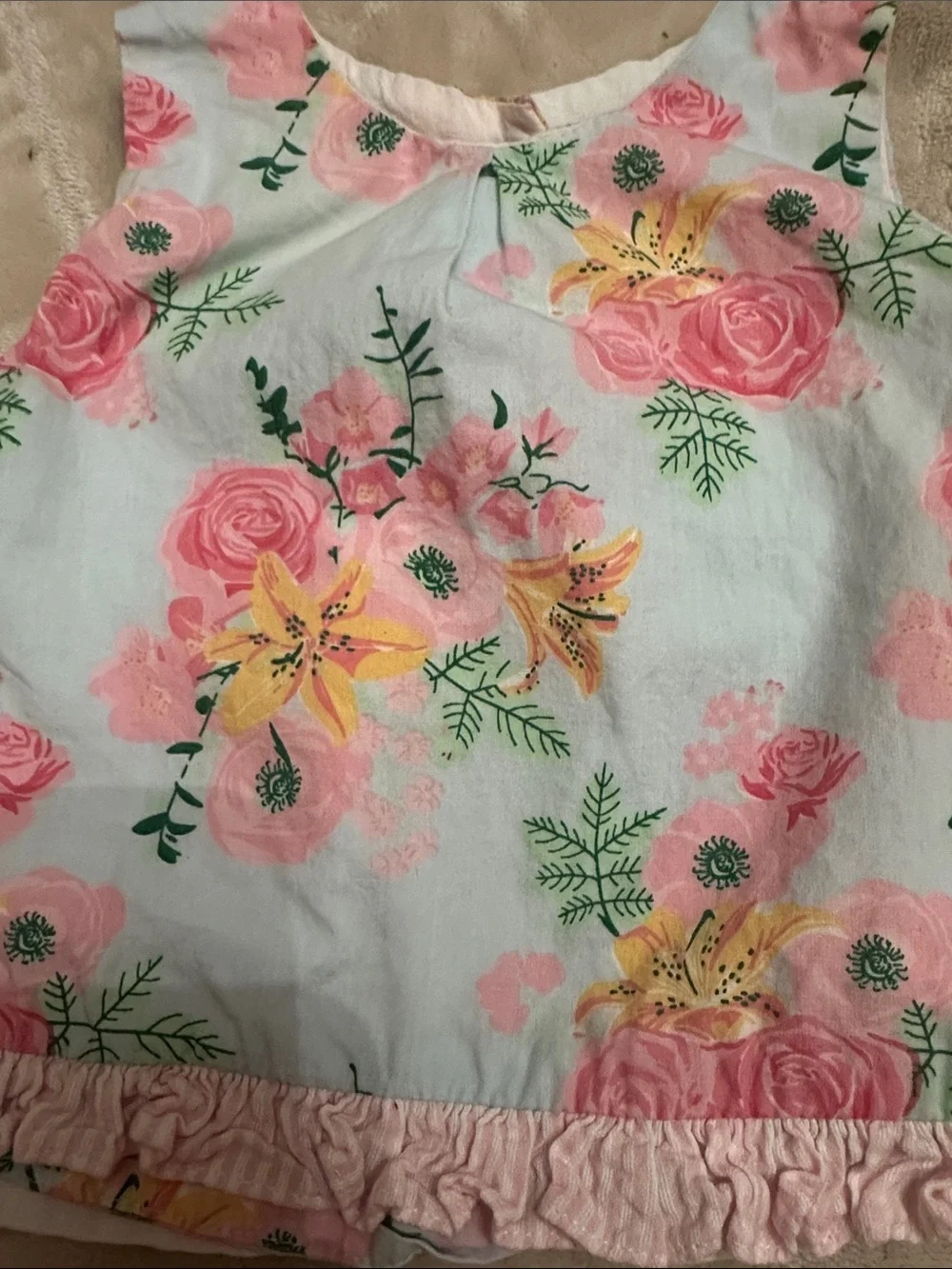Ruffle Butts Pink Floral Top with Pink Ruffle Diaper Cover